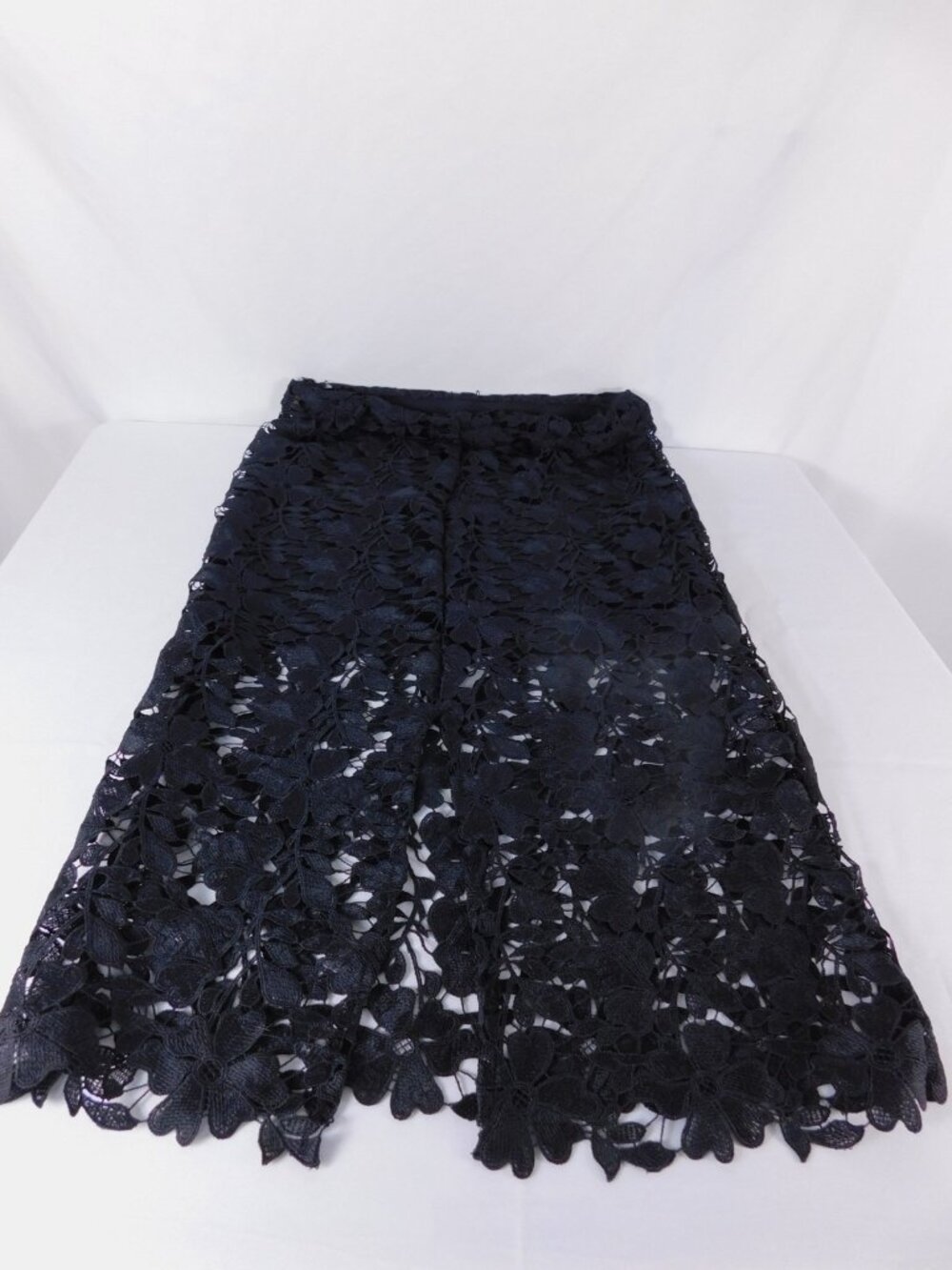 A New Day Skirt Womens Medium Black Floral Lace Midi Lined A-Line High Waist - Picture 2 of 5